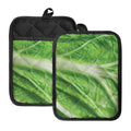 Green Cabbage Leaf Print Pot Holders With Pocket
