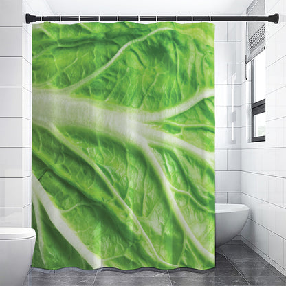 Green Cabbage Leaf Print Premium Shower Curtain