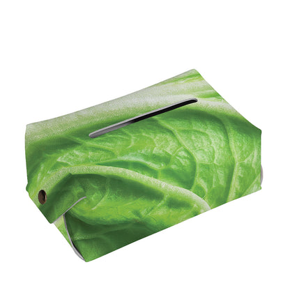 Green Cabbage Leaf Print Rectangle Tissue Box Cover