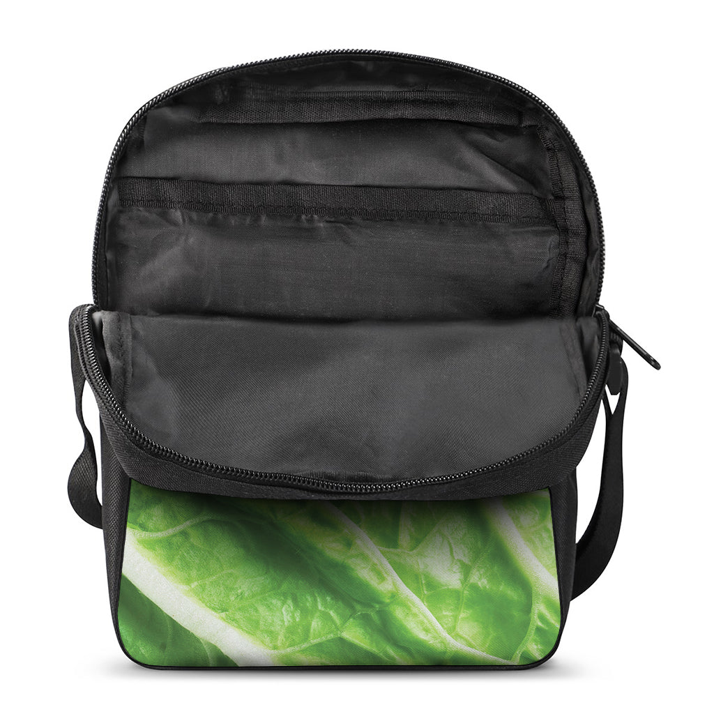 Green Cabbage Leaf Print Rectangular Crossbody Bag