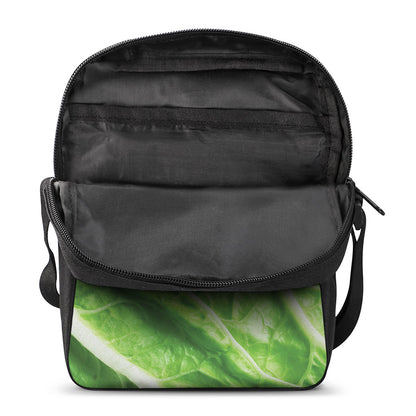 Green Cabbage Leaf Print Rectangular Crossbody Bag