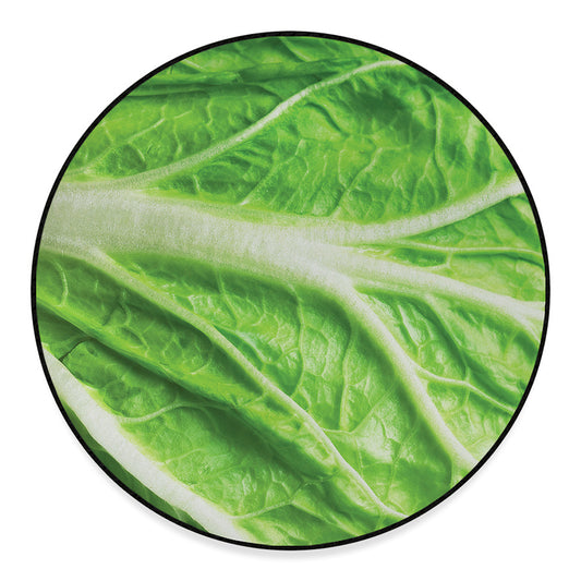 Green Cabbage Leaf Print Round Floor Mat