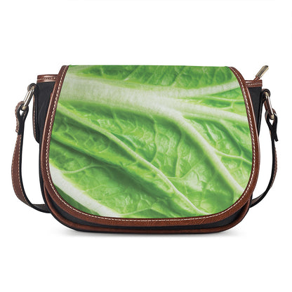 Green Cabbage Leaf Print Saddle Bag