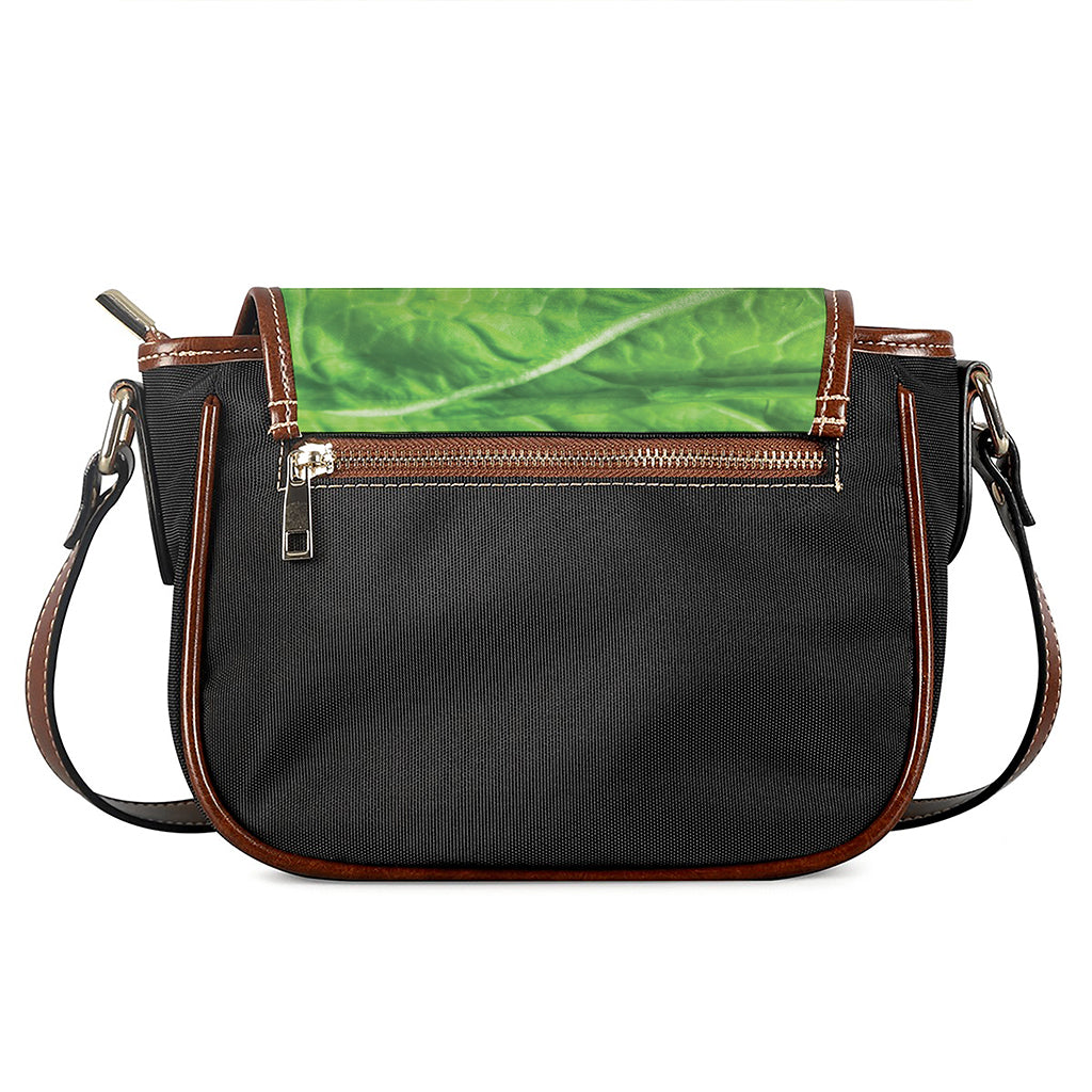 Green Cabbage Leaf Print Saddle Bag