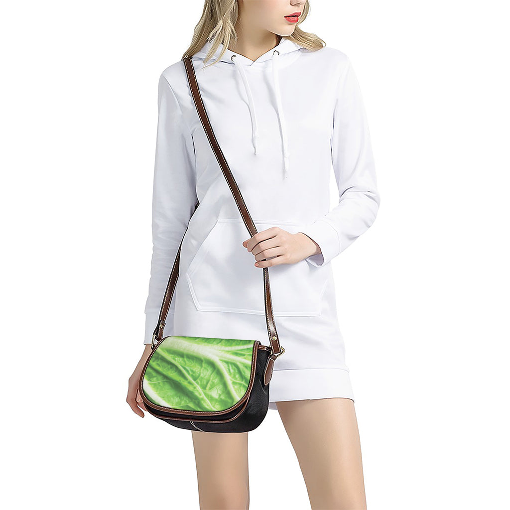 Green Cabbage Leaf Print Saddle Bag