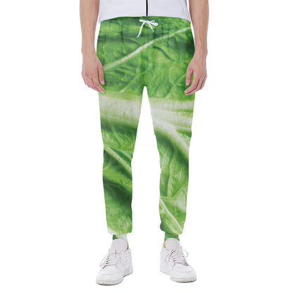 Green Cabbage Leaf Print Scuba Joggers