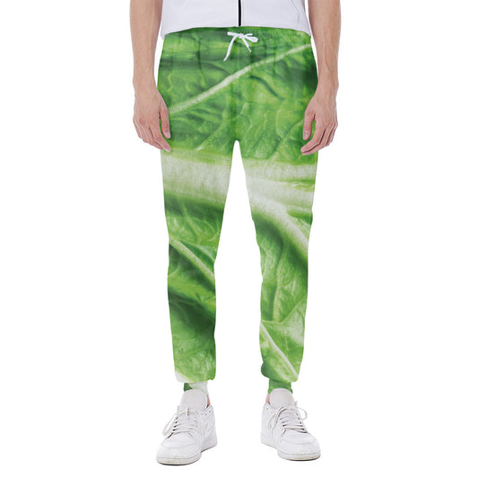 Green Cabbage Leaf Print Scuba Joggers
