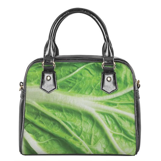 Green Cabbage Leaf Print Shoulder Handbag