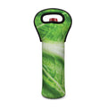 Green Cabbage Leaf Print Single Neoprene Wine Tote