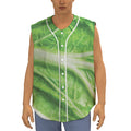 Green Cabbage Leaf Print Sleeveless Baseball Jersey