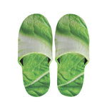 Green Cabbage Leaf Print Slippers