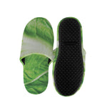 Green Cabbage Leaf Print Slippers