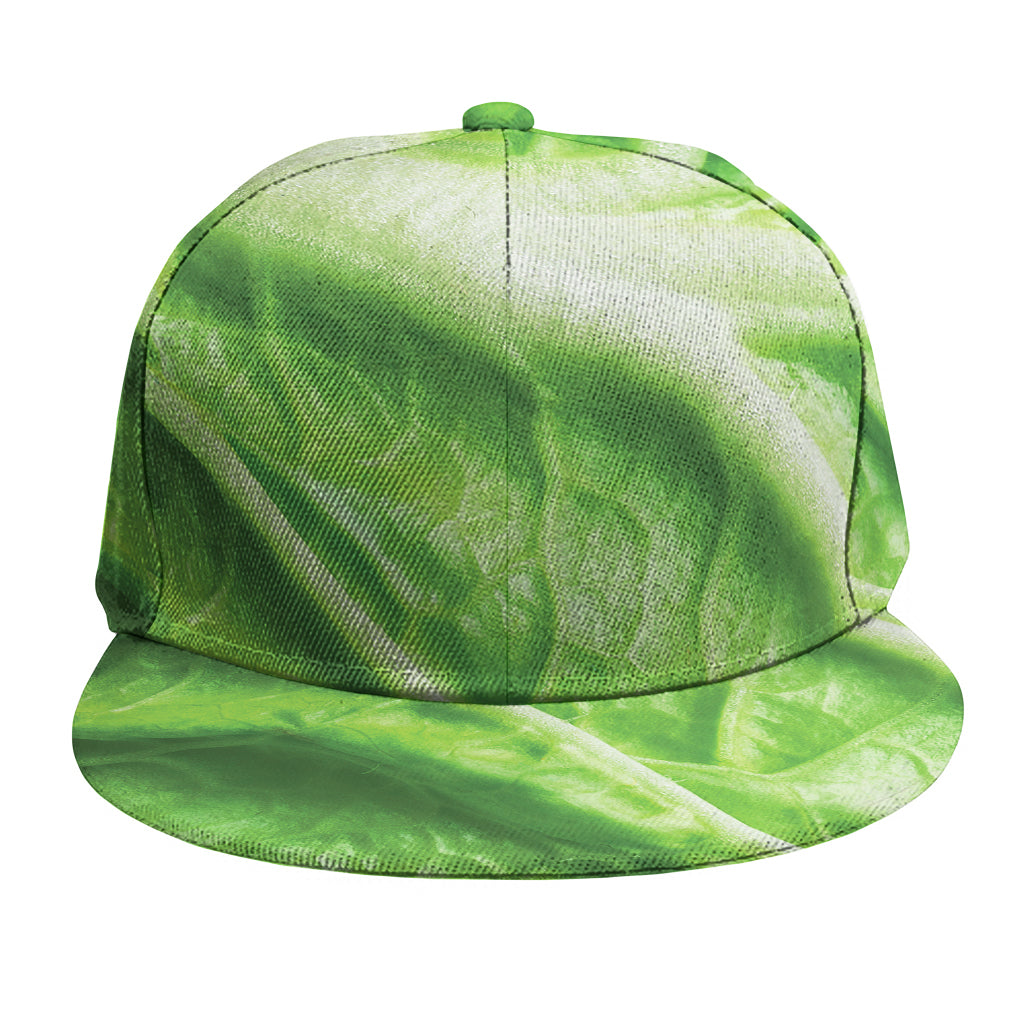 Green Cabbage Leaf Print Snapback Cap