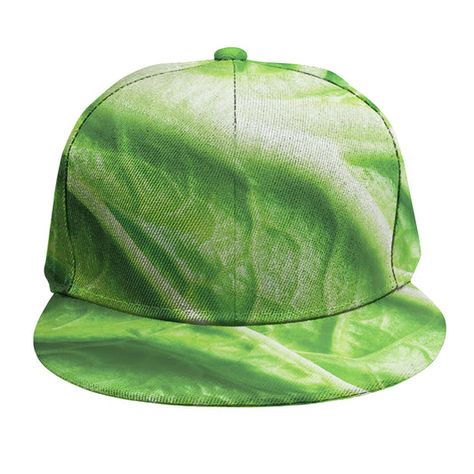 Green Cabbage Leaf Print Snapback Cap