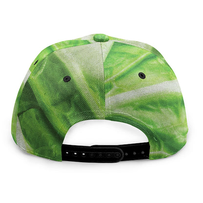 Green Cabbage Leaf Print Snapback Cap