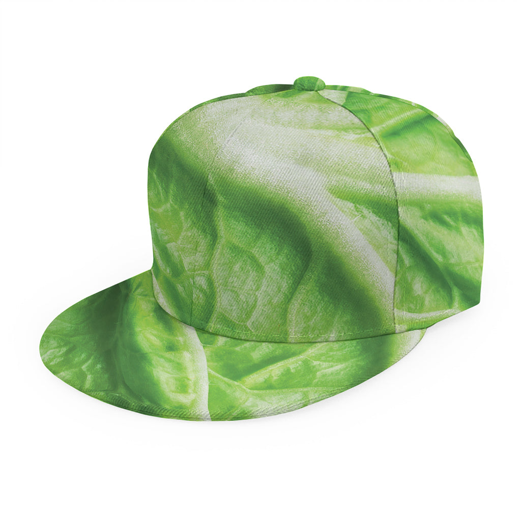 Green Cabbage Leaf Print Snapback Cap