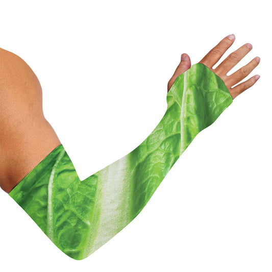 Green Cabbage Leaf Print Sun Protection Arm Sleeves