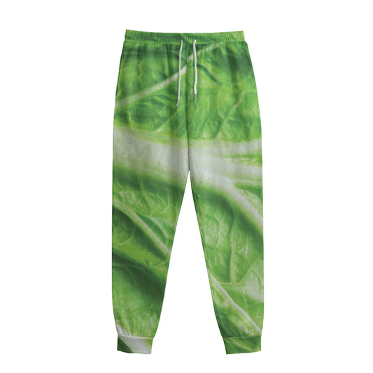 Green Cabbage Leaf Print Sweatpants