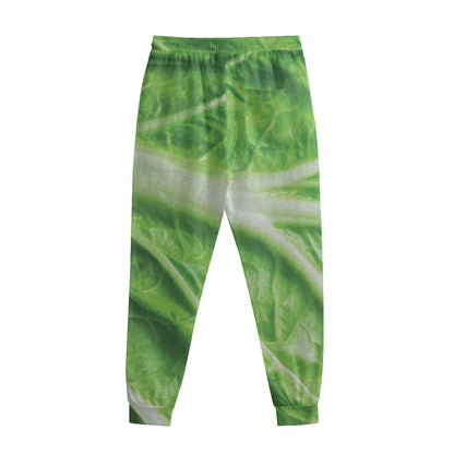 Green Cabbage Leaf Print Sweatpants