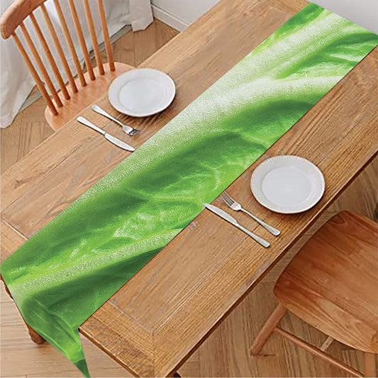 Green Cabbage Leaf Print Table Runner