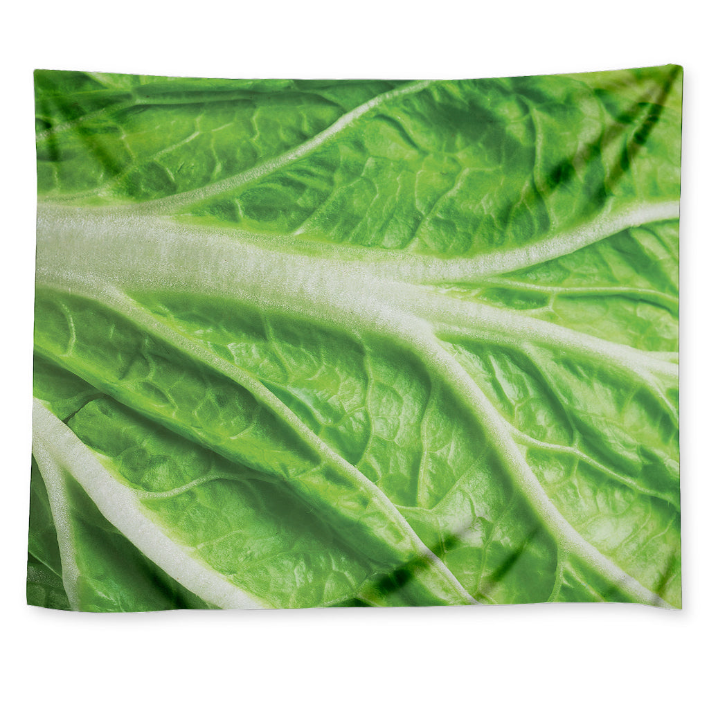 Green Cabbage Leaf Print Tapestry