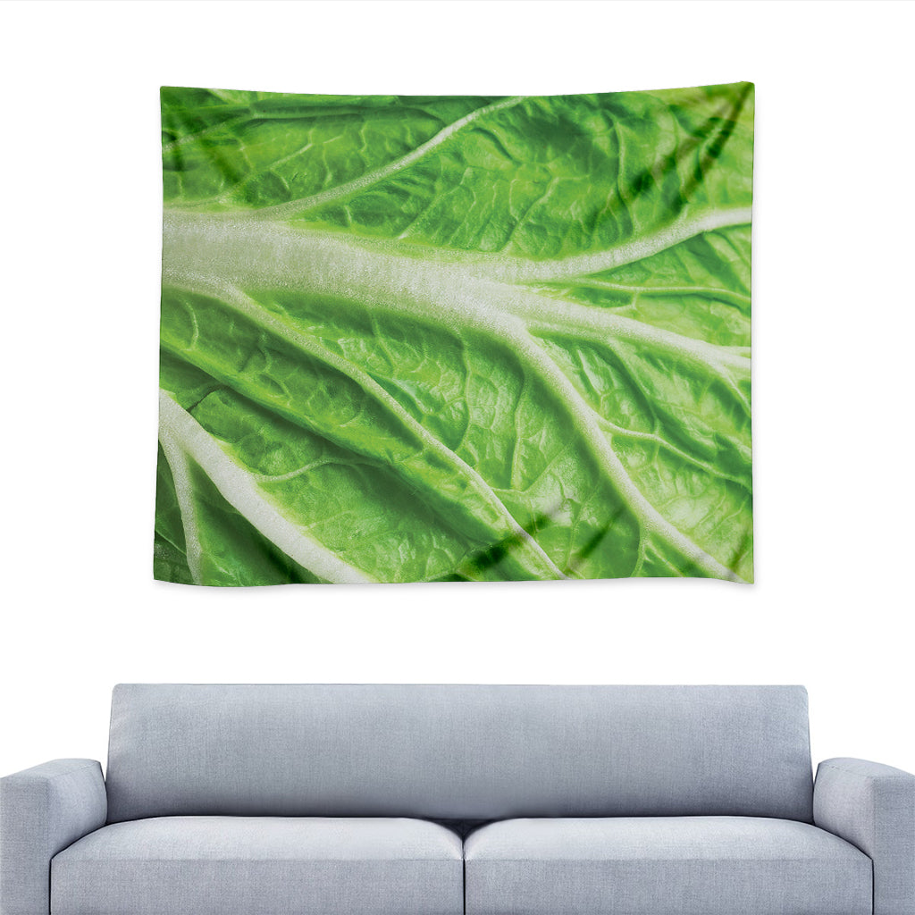 Green Cabbage Leaf Print Tapestry