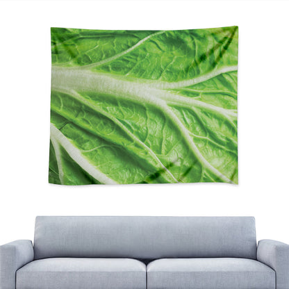 Green Cabbage Leaf Print Tapestry