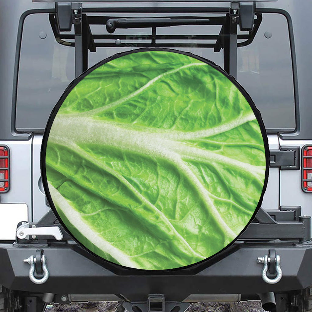 Green Cabbage Leaf Print Tire Cover