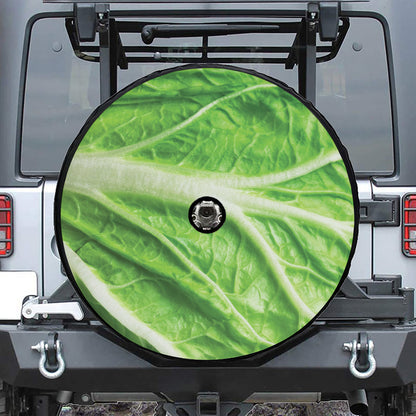 Green Cabbage Leaf Print Tire Cover With Camera Hole