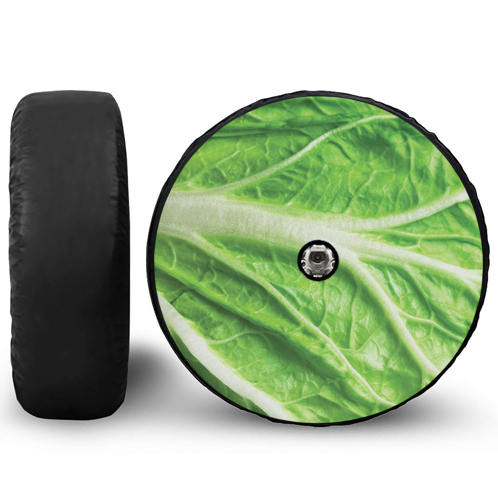 Green Cabbage Leaf Print Tire Cover With Camera Hole