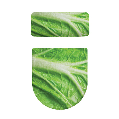 Green Cabbage Leaf Print Toilet Lid And Tank Cover Set