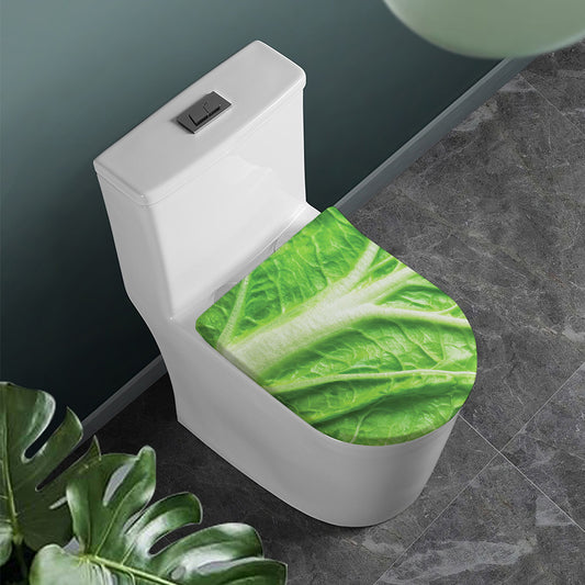 Green Cabbage Leaf Print Toilet Lid Cover