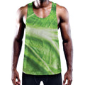 Green Cabbage Leaf Print Men's Workout Tank Top