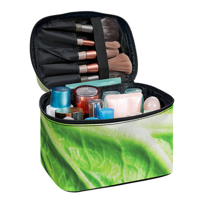 Green Cabbage Leaf Print Travel Makeup Bag