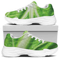 Green Cabbage Leaf Print White Chunky Shoes