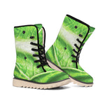 Green Cabbage Leaf Print Winter Boots