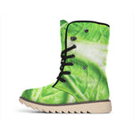 Green Cabbage Leaf Print Winter Boots