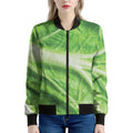 Green Cabbage Leaf Print Women's Bomber Jacket