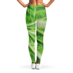 Green Cabbage Leaf Print Women's Leggings