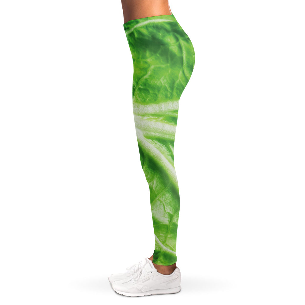 Green Cabbage Leaf Print Women's Leggings