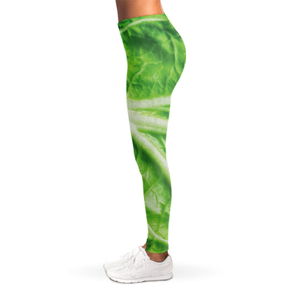 Green Cabbage Leaf Print Women's Leggings