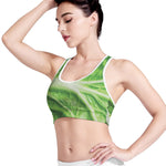 Green Cabbage Leaf Print Women's Sports Bra