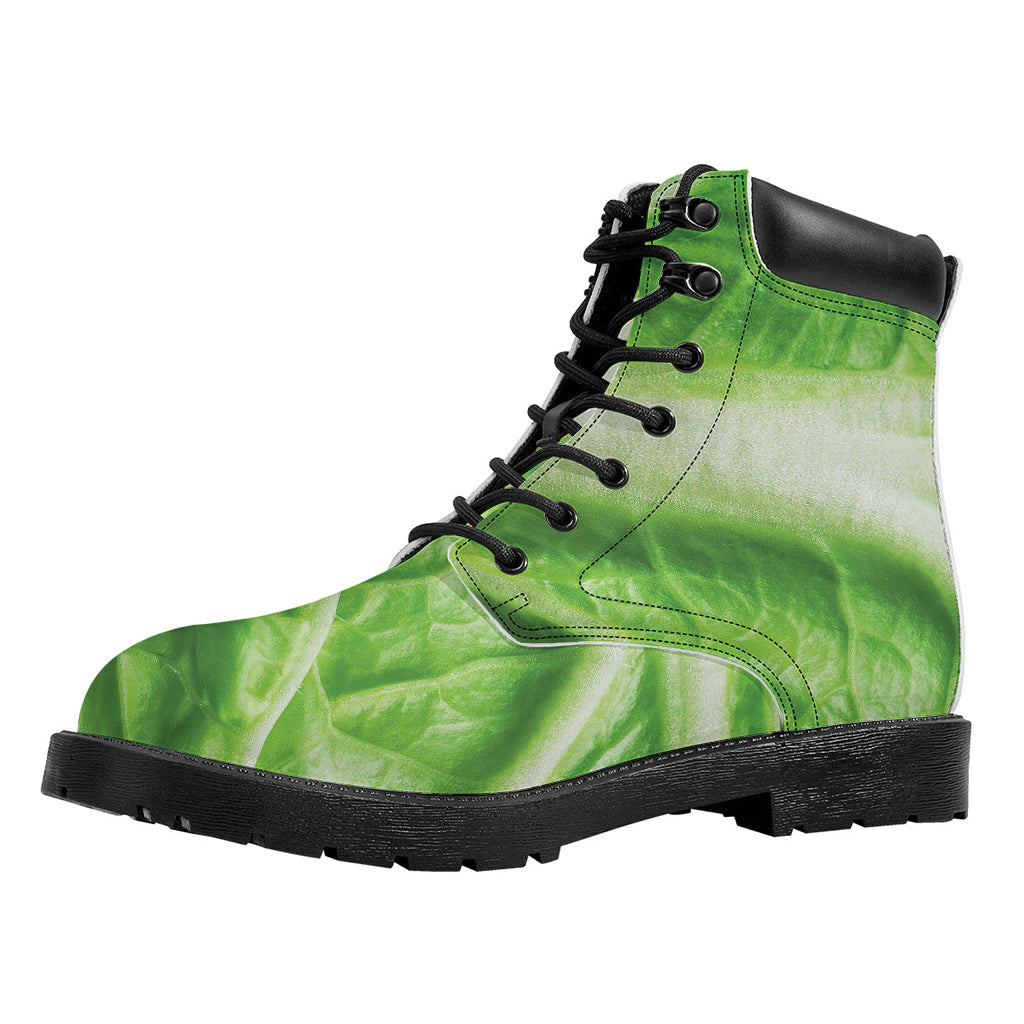 Green Cabbage Leaf Print Work Boots