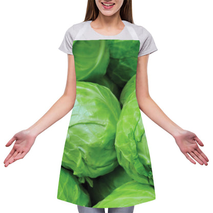 Green Cabbage Print Adjustable Apron
