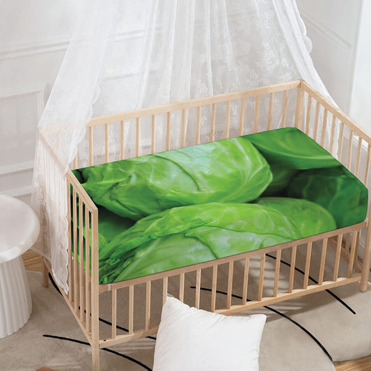 Green Cabbage Print Baby Crib Sheet