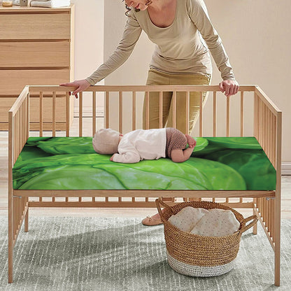 Green Cabbage Print Baby Crib Sheet
