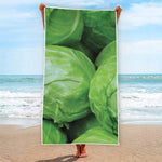 Green Cabbage Print Beach Towel
