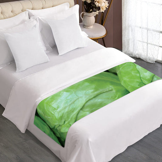 Green Cabbage Print Bed Runner