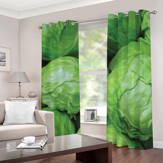 Green Cabbage Print Blackout Grommet Curtains