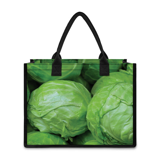 Green Cabbage Print Canvas Tote Bag
